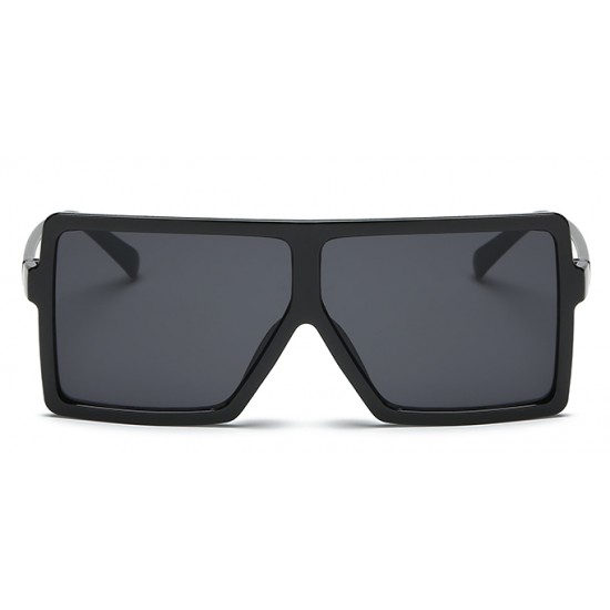 Ochelari de soare Rectangular Plat Supradimensionati Negru