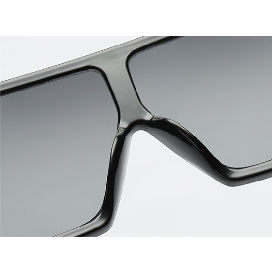 Ochelari de soare Rectangular Plat Supradimensionati Negru