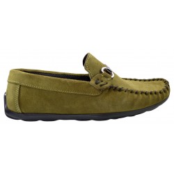 Mocasini Barbatesti Verzi din Piele intoarsa Naturala Slip-on