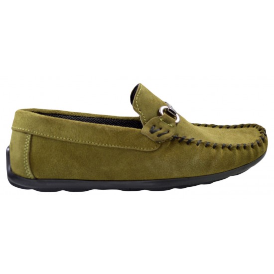 Mocasini Barbatesti Verzi din Piele intoarsa Naturala Slip-on