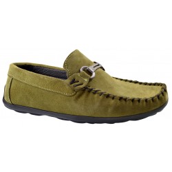 Mocasini Barbatesti Verzi din Piele intoarsa Naturala Slip-on