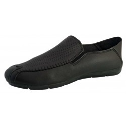 Mocasini Barbati, Negru, cu fermoar, perforati - Corner