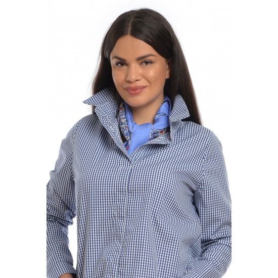 Camasa Dama Poplin Albastra cu Carouri Vichy Camasa Dama Poplin Albastra cu Carouri Vichy