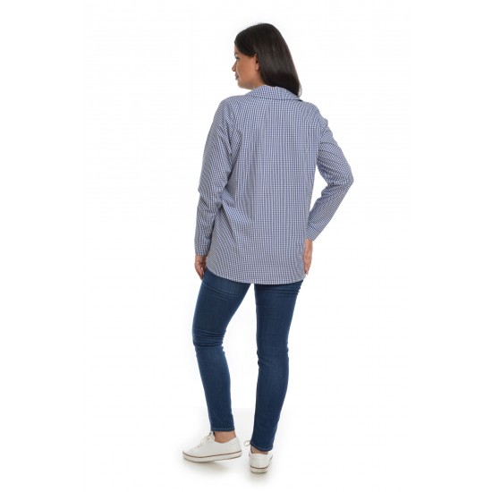 Camasa Dama Poplin Albastra cu Carouri Vichy Camasa Dama Poplin Albastra cu Carouri Vichy