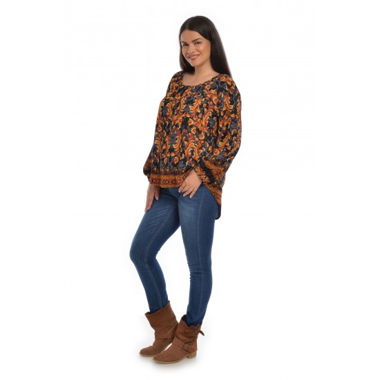 Bluza Dama Multicolora cu Imprimeu Combinat