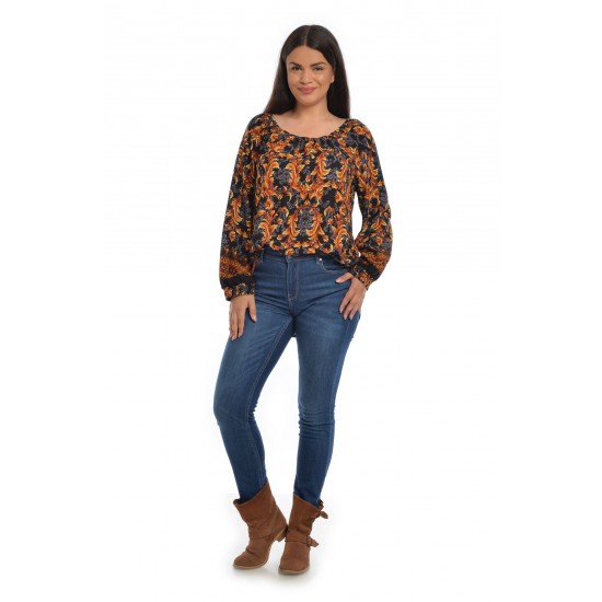 Bluza Dama Multicolora cu Imprimeu Combinat