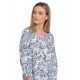 Bluza Dama, Alb Bleumarin Ampla cu model