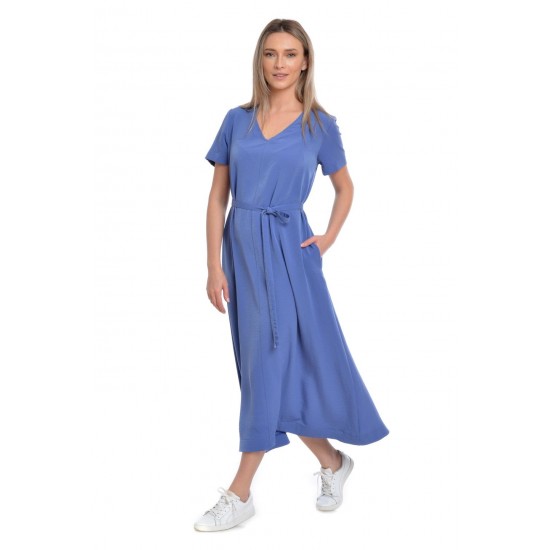 Rochie Dama Albastra Lunga cu Buzunare Rochie Dama Albastra Lunga cu Buzunare