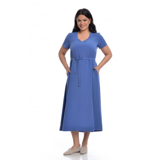 Rochie Dama Albastra Lunga cu Buzunare Rochie Dama Albastra Lunga cu Buzunare