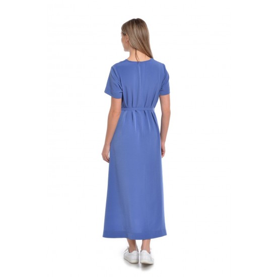Rochie Dama Albastra Lunga cu Buzunare Rochie Dama Albastra Lunga cu Buzunare