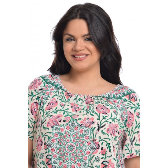 Bluza Dama, Model Floral, Roz Verde