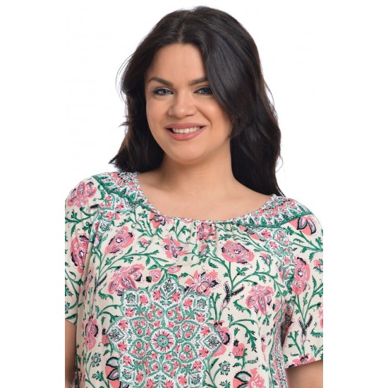 Bluza Dama, Model Floral, Roz Verde Bluza Dama, Model Floral, Roz Verde