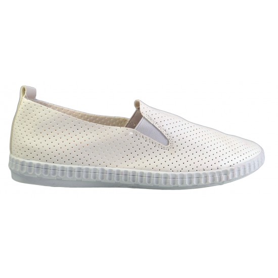 Pantofi Casual Barbatesti, Albi, perforati flip-on