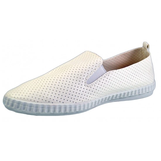 Pantofi Casual Barbatesti, Albi, perforati flip-on