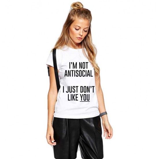 Tricou dama alb - I'm not antisocial