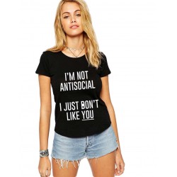 Tricou dama negru - I'm not antisocial