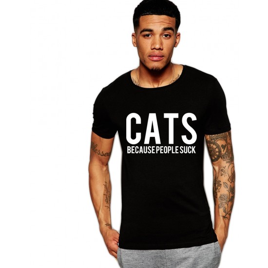 Tricou negru barbati - Cats