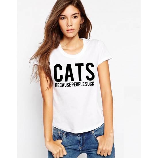 Tricou dama alb - CATS