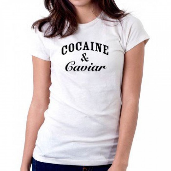 Tricou dama alb - Cocaine & Caviar