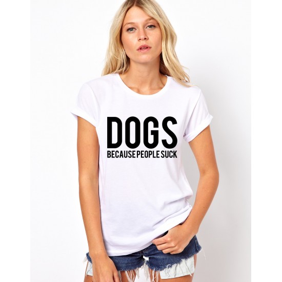 Tricou dama alb  -  DOGS