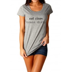Tricou dama gri  - Eat Clean Train Dirty