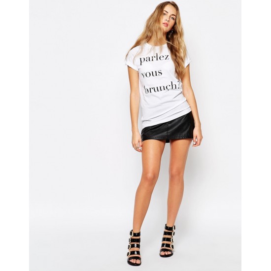 Tricou dama alb -  Parles vous brunch