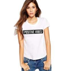 Tricou dama alb  - Positive Vibes