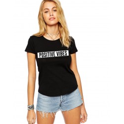 Tricou dama negru - Positive Vibes