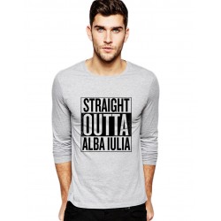 Bluza barbati gri cu text negru - Straight Outta Alba Iulia