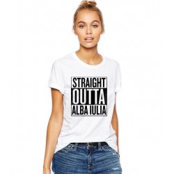 Tricou dama alb -  Straight Outta Alba Iulia