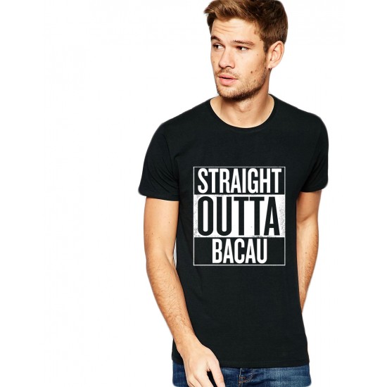 Tricou negru barbati - Straight Outta Bacau