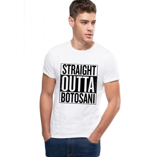 Tricou alb barbati - Straight Outta Botosani