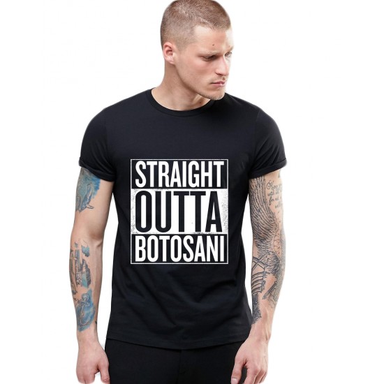 Tricou negru barbati - Straight Outta Botosani