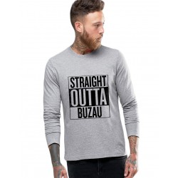 Bluza barbati gri cu text negru - Straight Outta Buzau