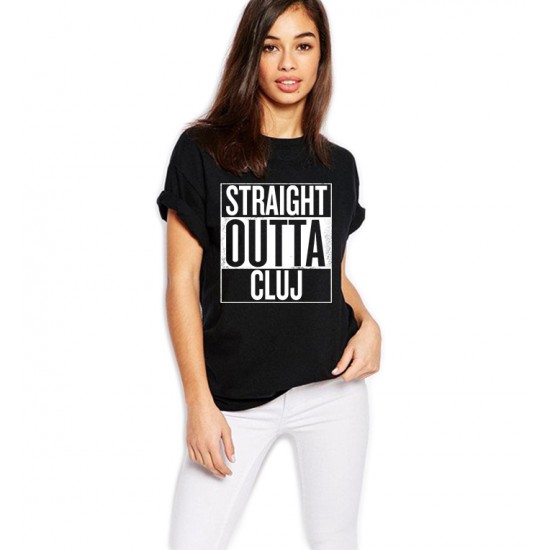 Tricou dama negru - Straight Outta Cluj