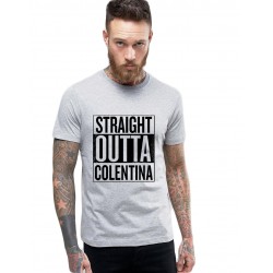 Tricou barbati gri cu text negru - Straight Outta Colentina