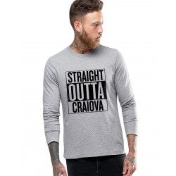 Bluza barbati gri cu text negru - Straight Outta Craiova