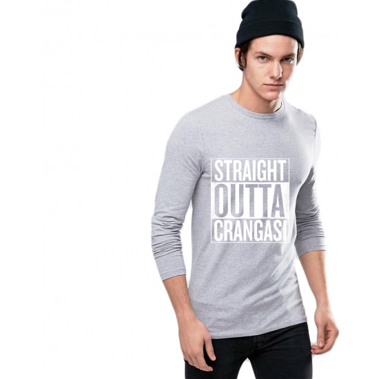 Bluza barbati gri cu text alb - Straight Outta Crangasi