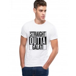 Tricou alb barbati - Straight Outta Galati