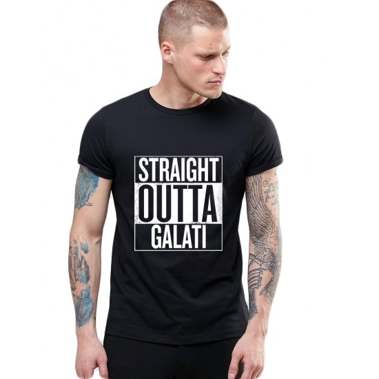 Tricou negru barbati - Straight Outta Galati