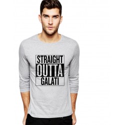 Bluza barbati gri cu text negru - Straight Outta Galati
