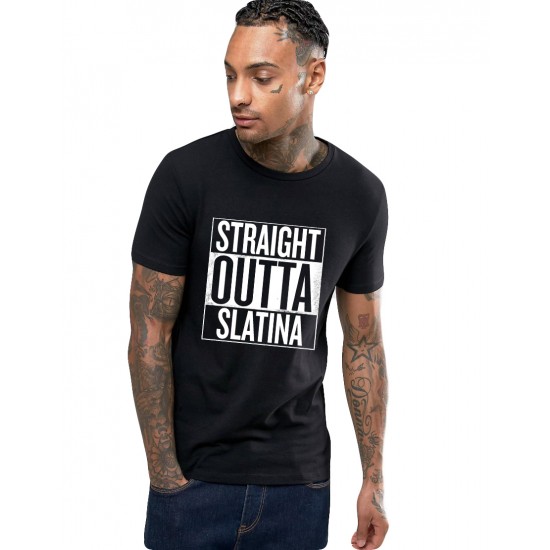 Tricou negru barbati - Straight Outta Slatina