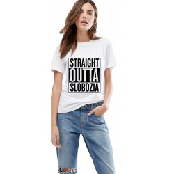 Tricou dama alb -  Straight Outta Slobozia