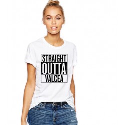 Tricou dama alb -  Straight Outta Valcea