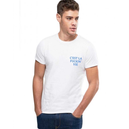 Tricou barbati alb - C'est la vie