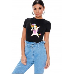 Tricou dama negru -  Cool Unicorn