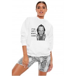 Hanorac dama alb - Dali - I want CASH