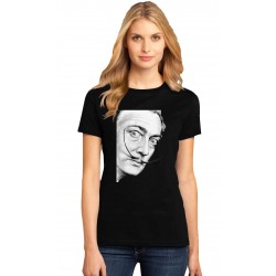 Tricou dama negru -  Dali - Portret