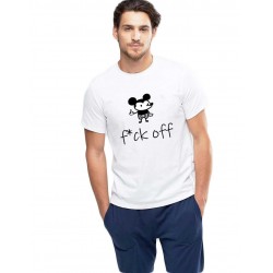 Tricou barbati alb - f*ck off Mickey Mouse