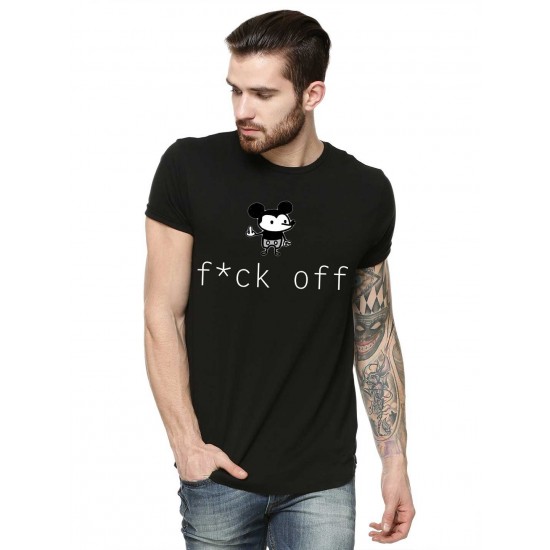 Tricou barbati negru - f*ck off Mickey Mouse